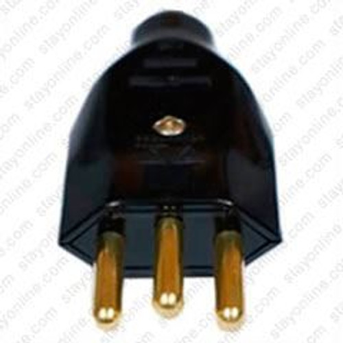AC Male Power Plug Brazil NBR14136 20 Amp 250 Volt Black Straight Entry