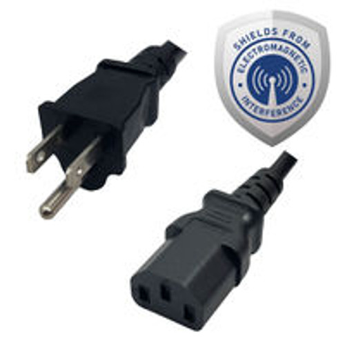 NEMA 5-15 Male Plug to IEC320 C13 Connector Shielded 1.8 Meters / 6 Feet 10A/125V 18/3 SJT Black - Power Cord