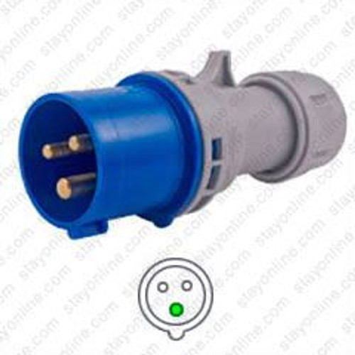 AC Plug IEC 60309 316P6 Male IEC 309 Pin & Sleeve IP44 - Screwless Terminals