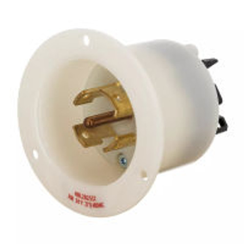 Hubbell Edge HBL2825ST AC Flanged Inlet NEMA L22-30 Male White