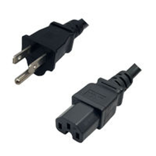 NEMA 5-15 Male Plug to IEC320 C15 Connector 1.8 Meters / 6 Feet 15A/125V 14/3 SJT Black - Power Cord
