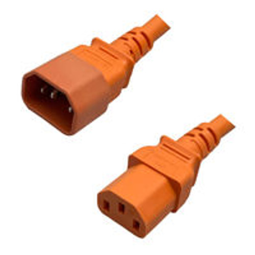 IEC320 C14 Male Plug to C13 Connector 0.9 Meters / 3 Feet 10A/250V 18/3 SJT Orange - Power Cord