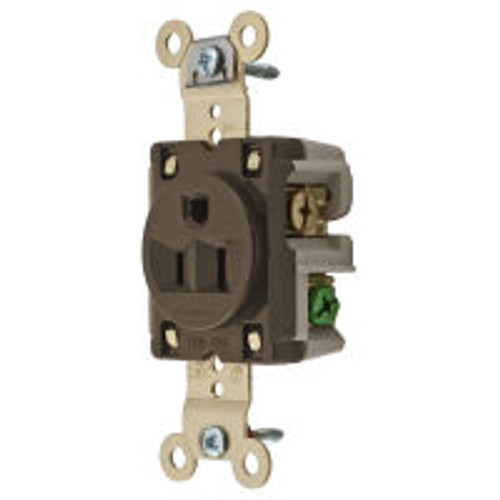 Hubbell HBL5261 AC Receptacle NEMA 5-15 Female Simplex Industrial Grade Brown