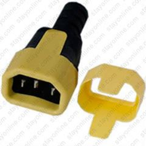 C14 SecureSleeveTab Contact Retention Insert for connecting a C14 cord end into a C13 Outlet Yellow 
