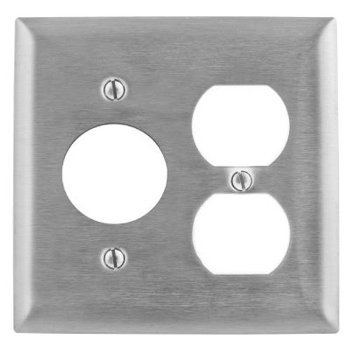 Hubbell SS8720 Stainless Steel 2-Gang Wall Plate AC 1/Duplex 1/TL 20/30A