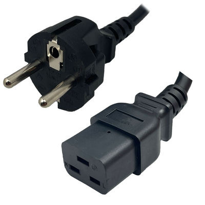 CBL-EX-PWR-C19-EU - Juniper Compatible CBL-EX-PWR-C19-EU Schuko CEE7/7 Male Plug to IEC320 C19 Connector 2.5 Meters / 8 Feet 16A/250V H05VV-F3G1.5 Black - Country Power Cord
