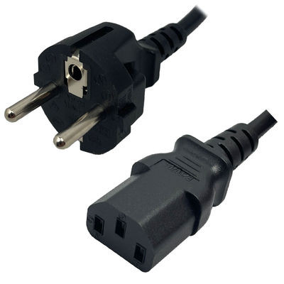 CBL-EX-PWR-C13-KR - Juniper Compatible CBL-EX-PWR-C13-KR Schuko CEE7/7 Male Plug to IEC320 C13 Connector 2.5 Meters / 8 Feet 10A/250V H05VV-F3G1.0 Black - Country Power Cord