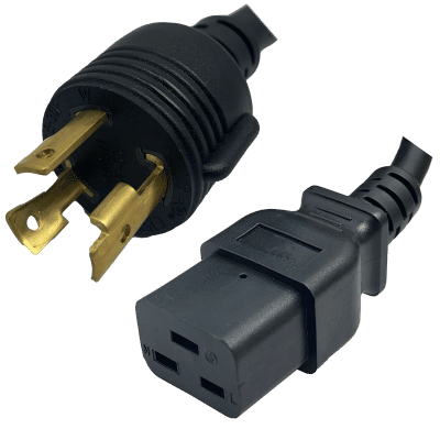 1685A - NEMA L5-30 Male Plug to IEC320 C19 Connector 4.5 Meters / 15 Feet 20A/125V 12/3 SJT Black - Locking Power Cord