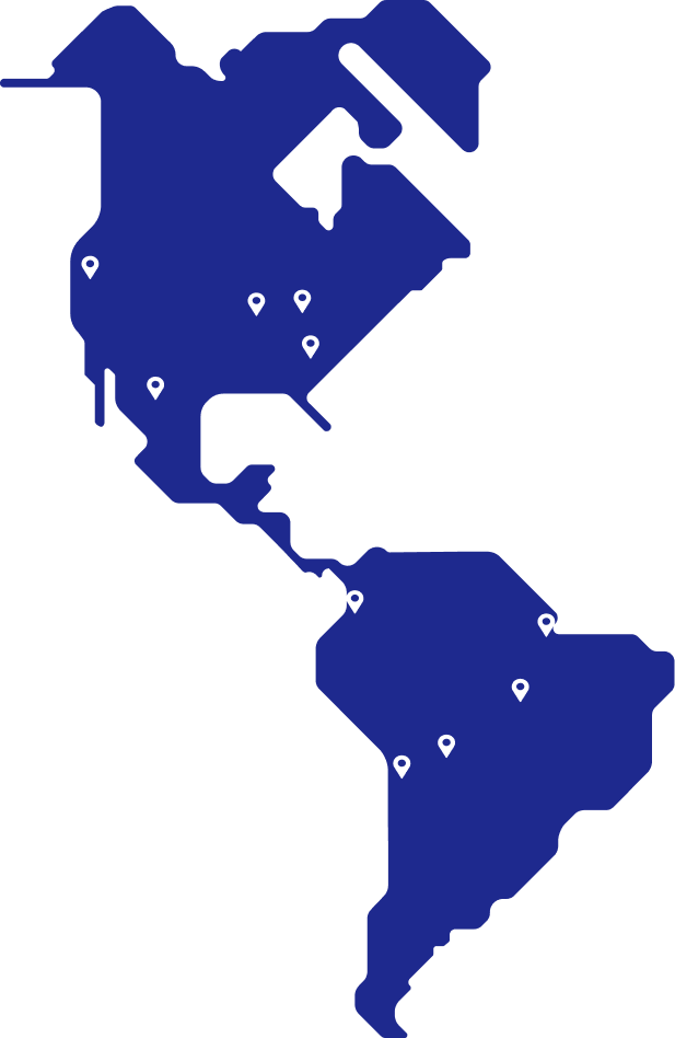 Map across the Americas