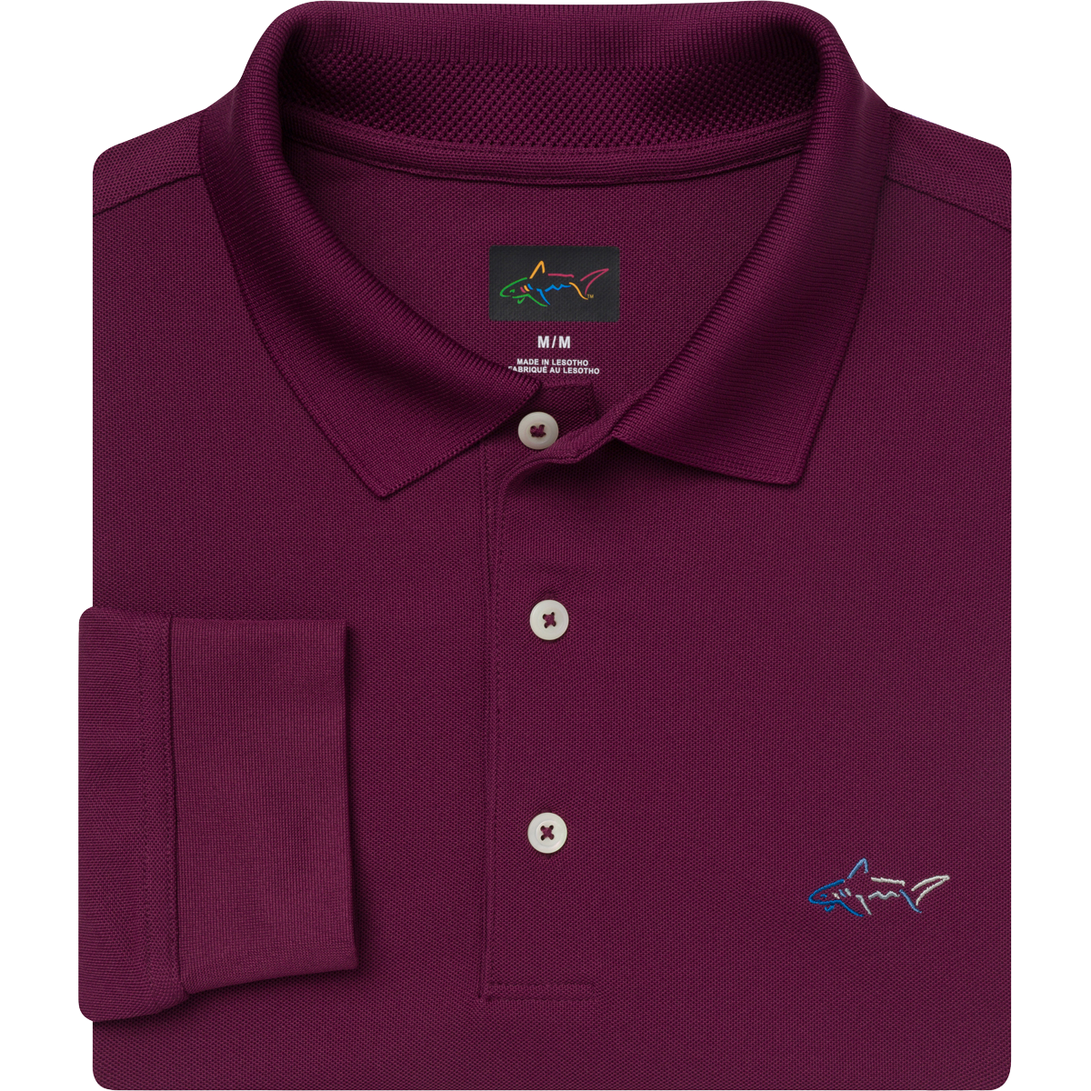 greg norman Long Sleeve Pique Shark Polo Store Clothing
