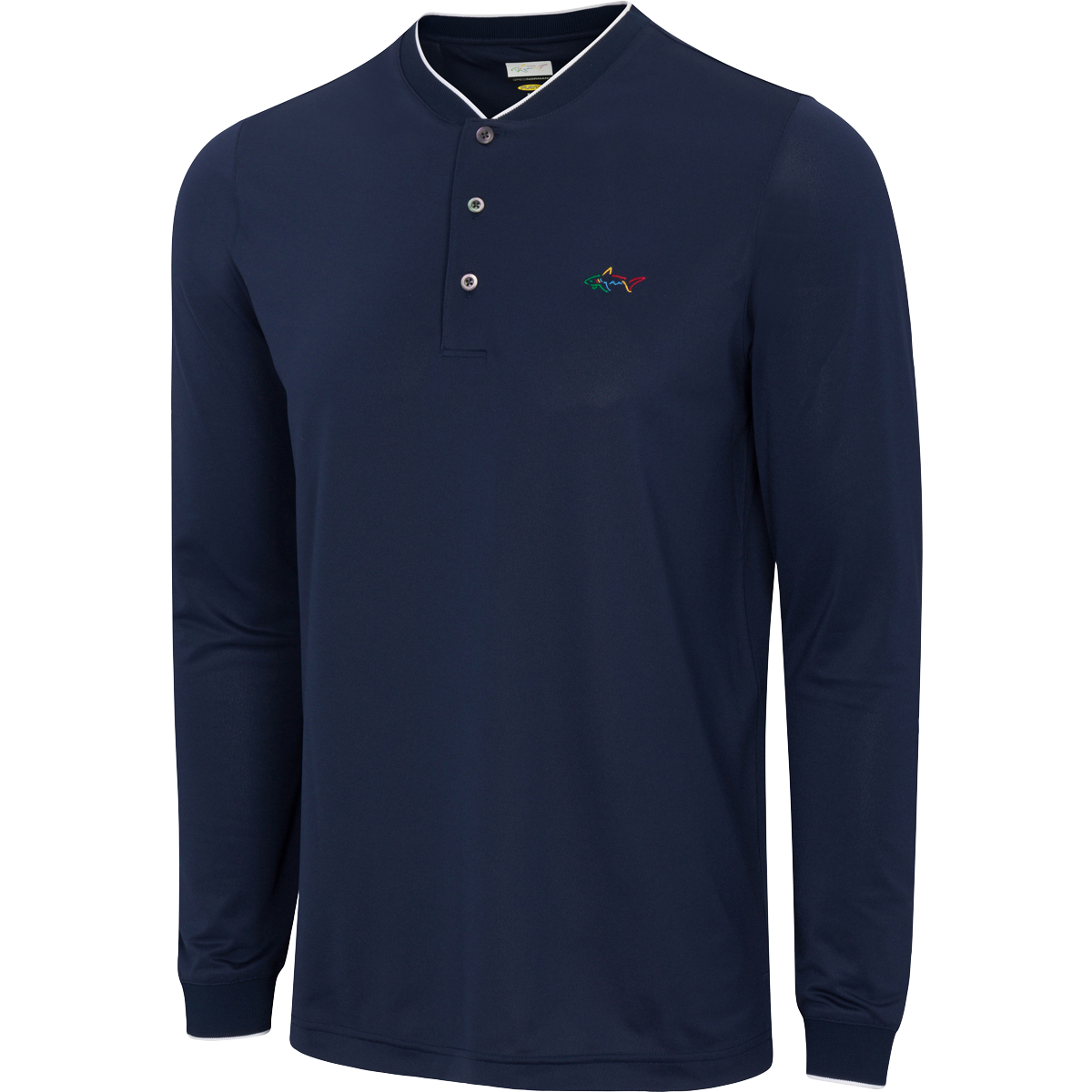 Long Sleeve Baseball Collar Pique Shark Polo - Greg Norman Collection