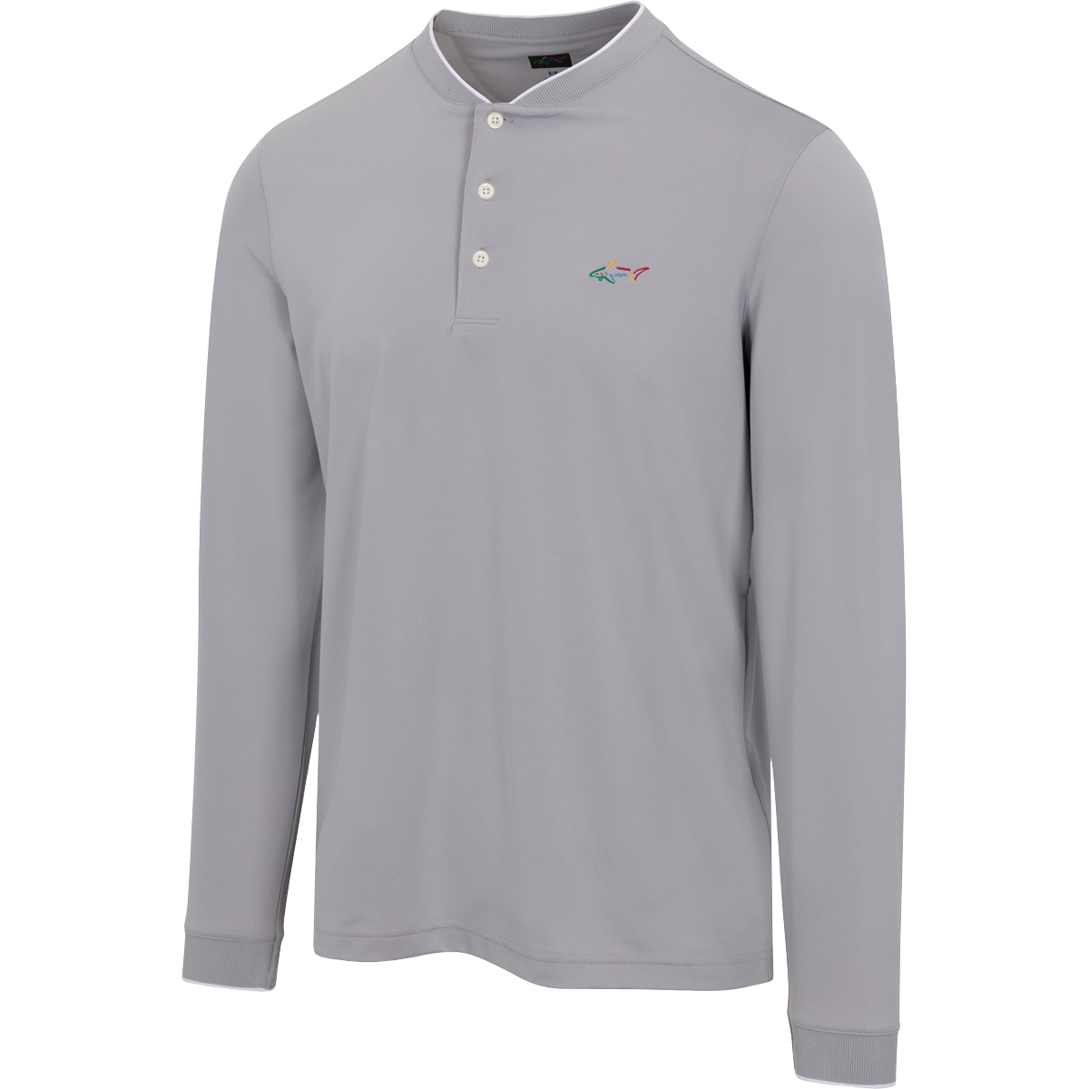 Long Sleeve Baseball Collar Pique Shark Polo - Greg Norman Collection