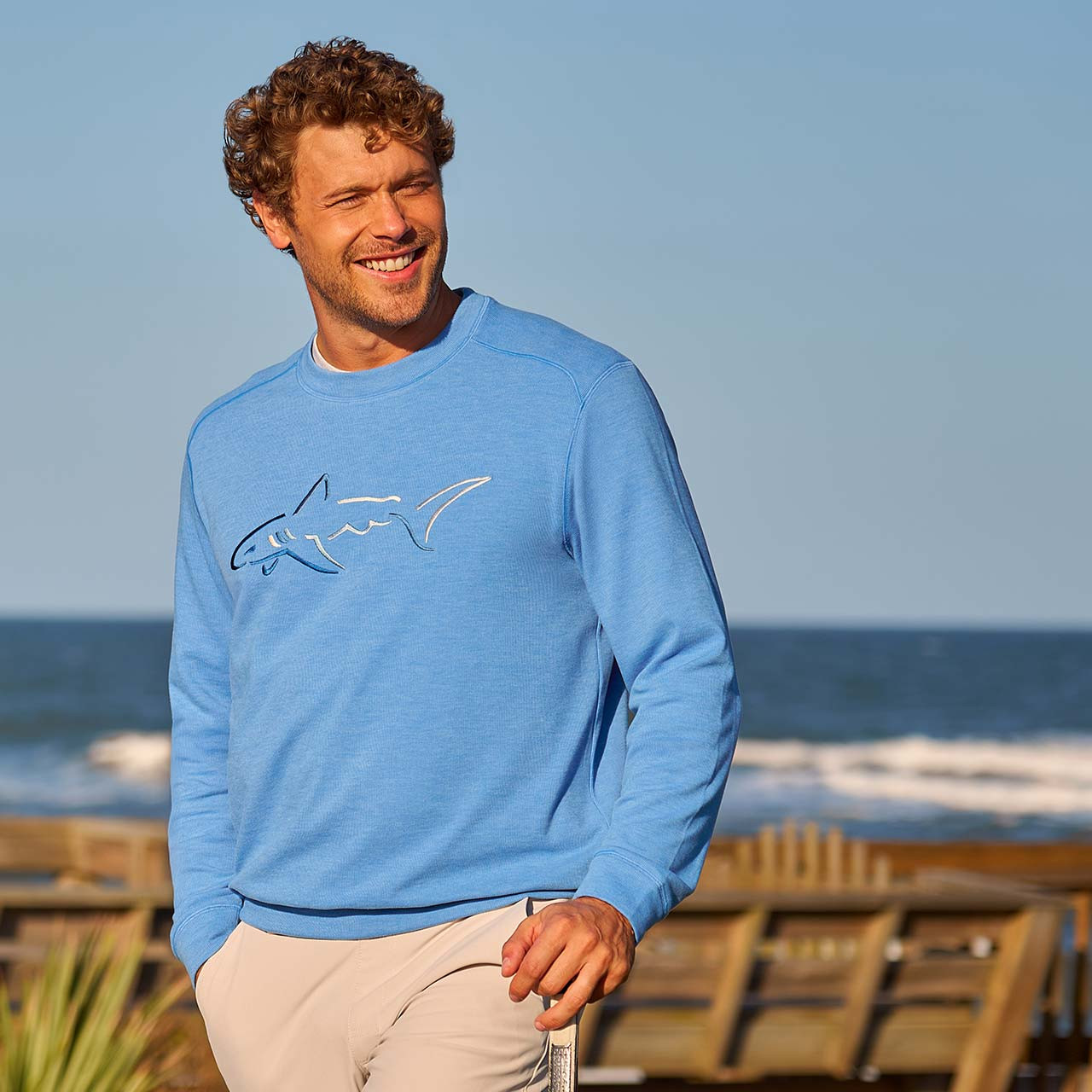 Great White Shark Crewneck - Greg Norman Collection