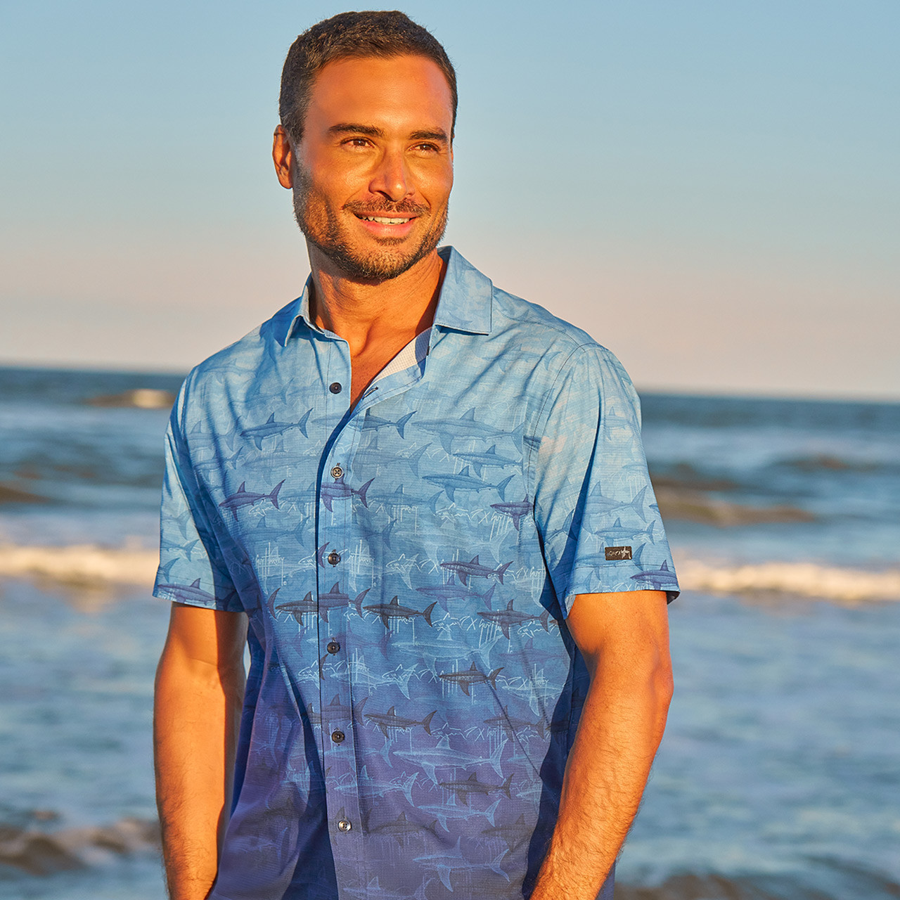 Shark Fade Guy Harvey Dress Shirt - Greg Norman Collection