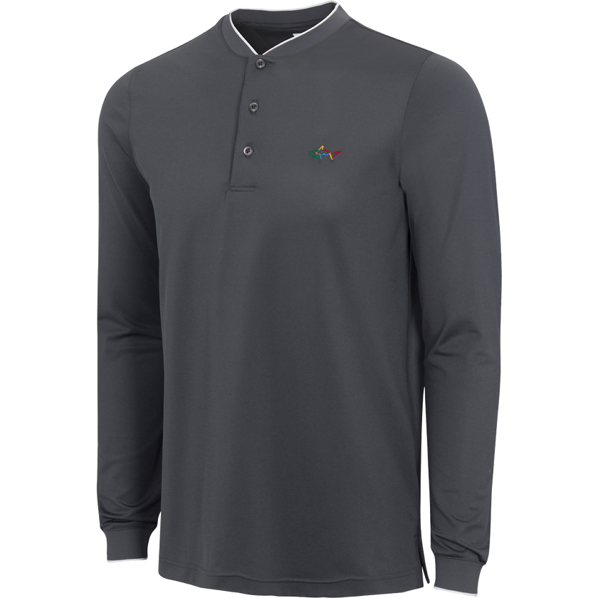 Bigdude Long Sleeve Polo Shirt Charcoal Marl