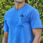 Model wearing blue t-shirt Model wearing blue t-shirt