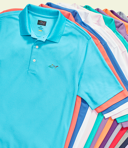 Greg Norman Shark Color Block Wrap Around Polo Shirt - Depop