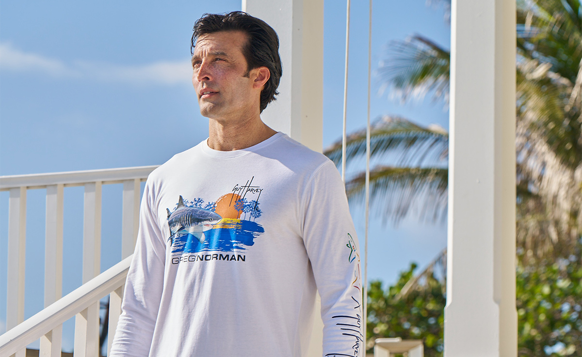 Model in Long Sleeve White Tee