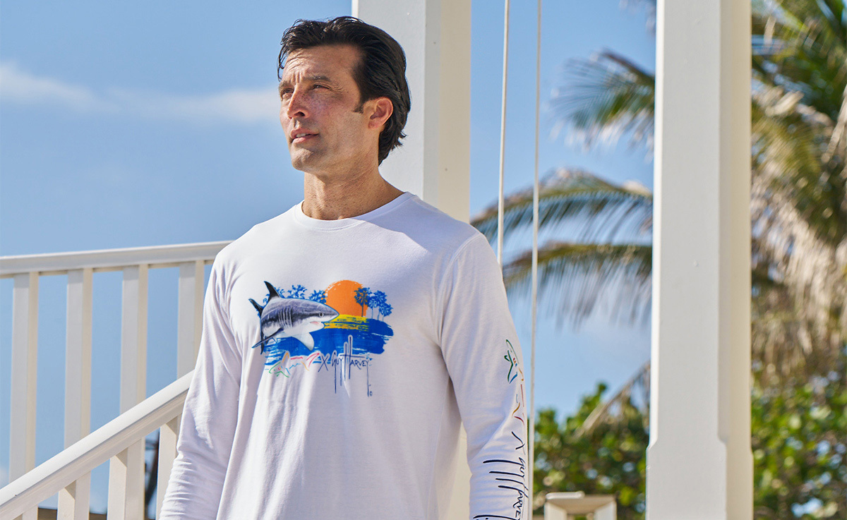 Model in Long Sleeve White Tee