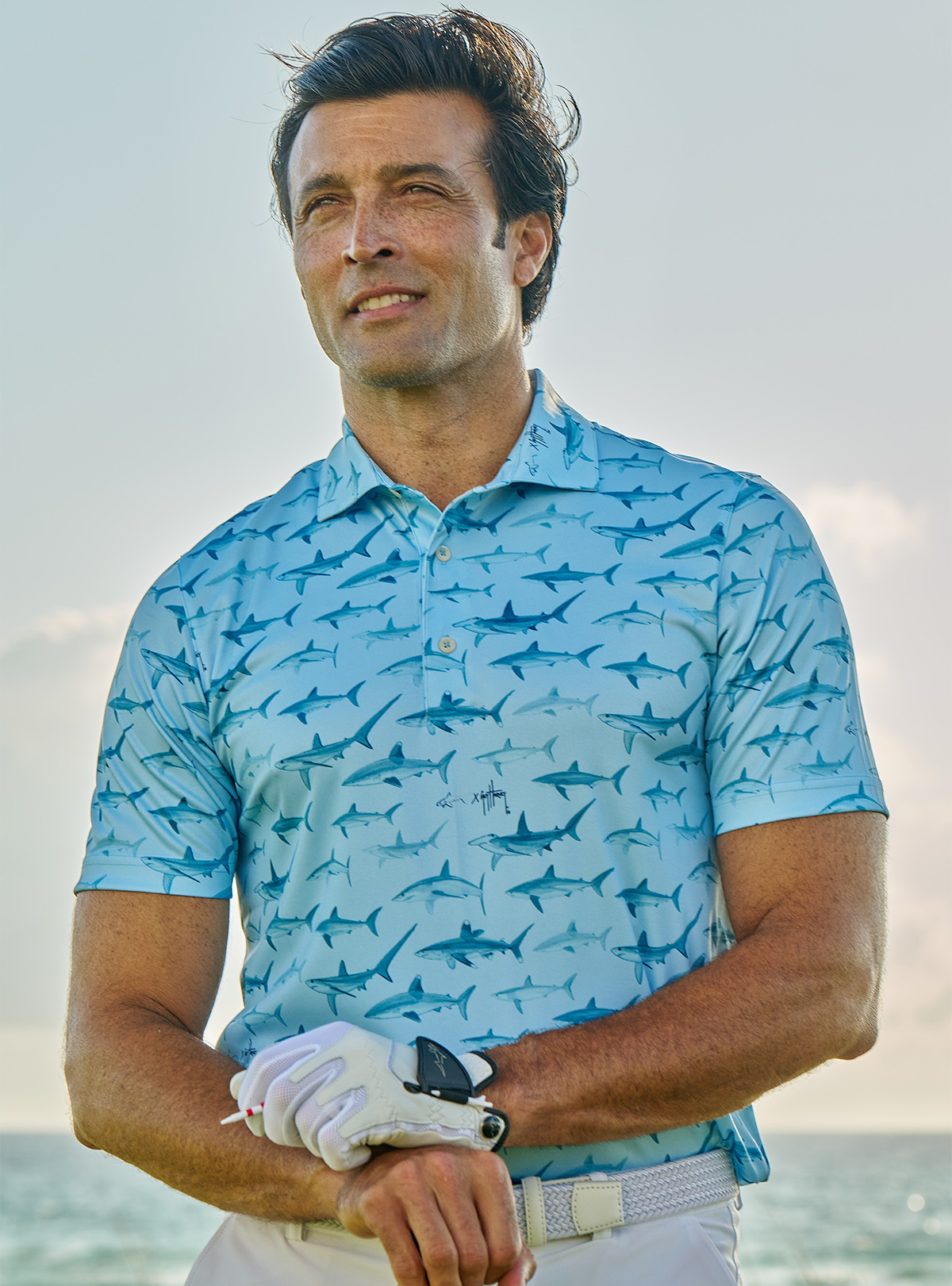 Model in Shark Polo