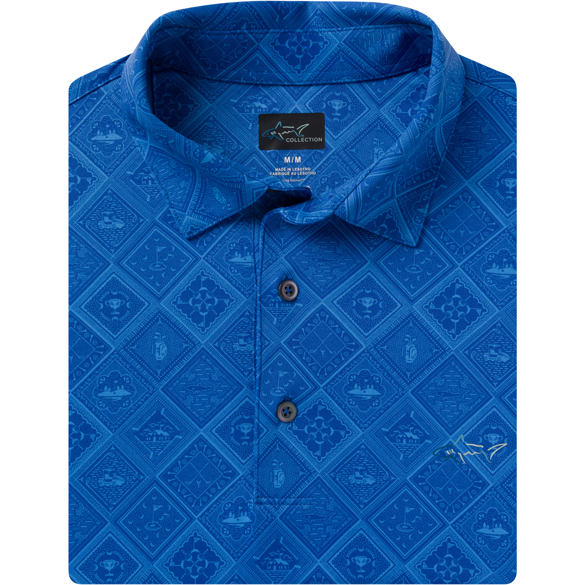 RUFFLO BLUE GRAY ゴルフシャツ M 新品未使用 ML75 Microlux Golf Tiles Polo - Greg Norman Collection