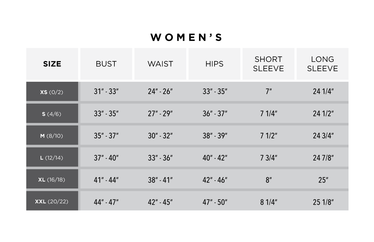 nike women's polo size chart