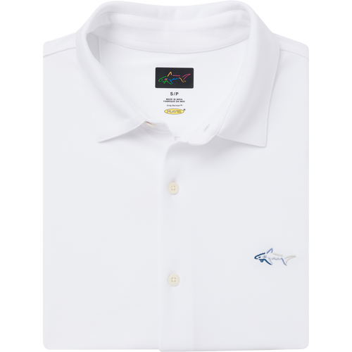 Greg Norman Collection Men's Full Button Pique Polo Shirt in White, Size 3XL, Polyester/Fabric