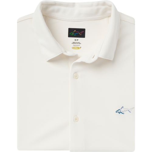 Greg Norman Collection Men's Full Button Pique Polo Shirt in Whisper White, Size XL, Polyester/Fabric