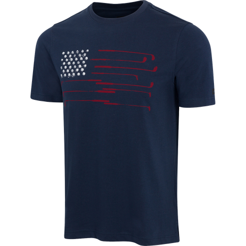 Greg Norman Collection Men's American Flag Cotton T-Shirt in Navy, Size XL, Polyester/Cotton