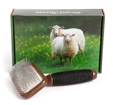 Discounted Sheepskin Brush for Fine Fur Products Such as Rugs, Pillows, and More, Wood Handle