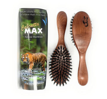 100% Pure Calcutta Wild Boar Bristle Hair Brush, Calcutta Max for Thick or Long Hair, Gentle, Extra Stiff Natural Bristles, Dark Maple Wood Handle, Made in Europe