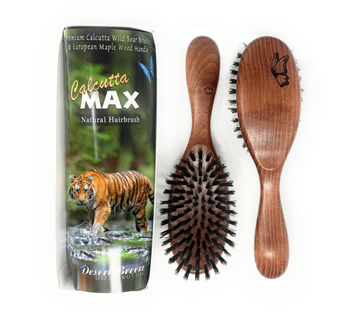 100% Pure Calcutta Wild Boar Bristle Hair Brush, Calcutta Max for Thick or Long Hair, Gentle, Extra Stiff Natural Bristles, Dark Maple Wood Handle, Made in Europe