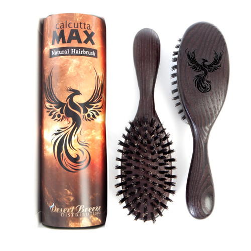 100% Pure Calcutta Wild Boar Bristle Hair Brush, Calcutta Max for Thick or Long Hair, Gentle, Extra Stiff Natural Bristles, Dark Thermo Ash Wood Handle, Made in Europe
