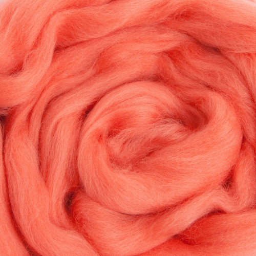 Merino Wool Top — Coral, By the Pound