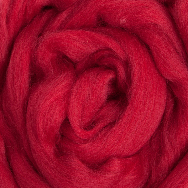 Merino wool top in cinnabar red