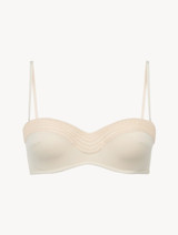 Bandeau-Bikinioberteil in Champagnerbeige mit Perlenstickerei_0
