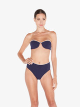 Bandeau-Bikini-Oberteil mit Monogramm in Navyblau_3