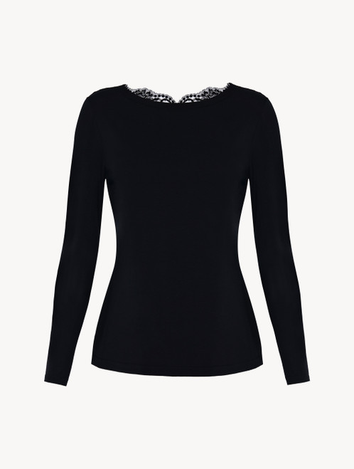 Shirt mit langen Ärmeln aus Baumwolle in Schwarz_1