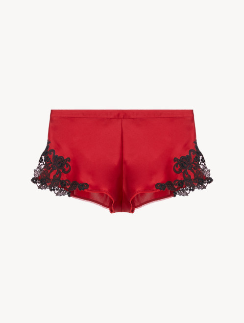 Shorty aus roter Seide mit Frastaglio-Stickerei_3