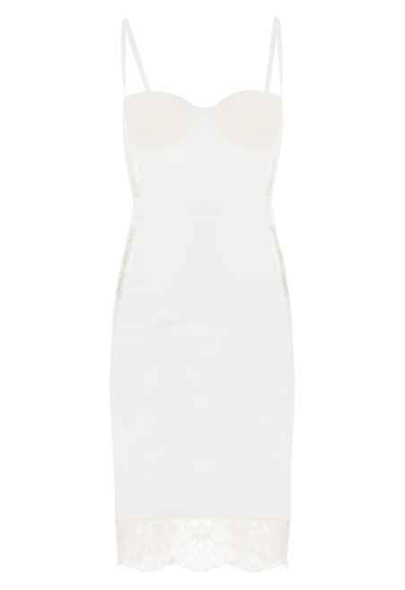 Weißes Kleid mit gepolstertem Körbchen und Bügel_2