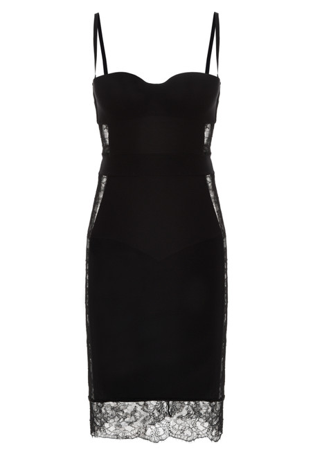 Schwarzes Kleid mit gepolstertem Körbchen und Bügel_4