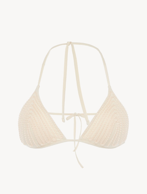 Triangel-Bikinioberteil in Champagnerbeige mit Perlenstickerei_0