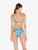 Bikinislip mit geraffter Taille in Blau mit Print_2