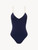 V-Neck-Badeanzug mit Monogramm in Navyblau_0