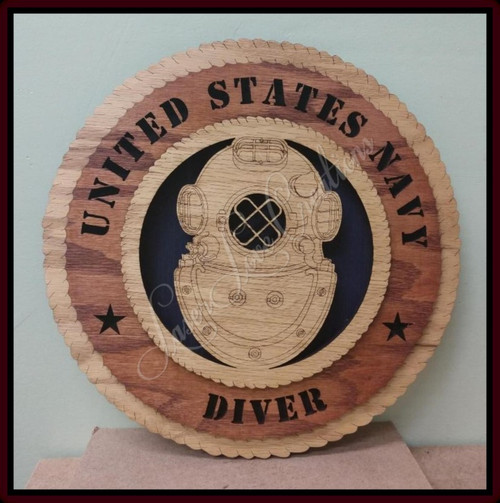 US Navy - Diver - Laser Cut 3D Wood Wall Tribute Plaque 11¼"