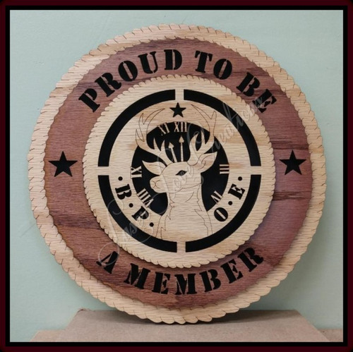 US Benevolent and Protective Order of Elks - B.P.O.E. Laser Cut 3D Wood Wall Tribute Plaque 11¼"