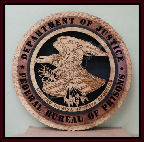 US Federal Bureau of Prisons Laser Cut 3D Wood Wall Tribute Plaque 11¼"
