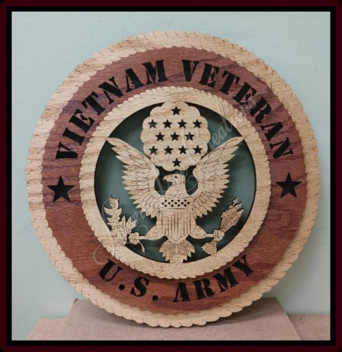 US Army  Vietnam Veteran - Laser Cut 3D Wood Wall Tribute Plaque 11¼"