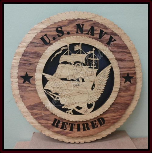 US Navy - Enlisted Retired - Laser Cut 3D Wood Wall Tribute Plaque 11¼"