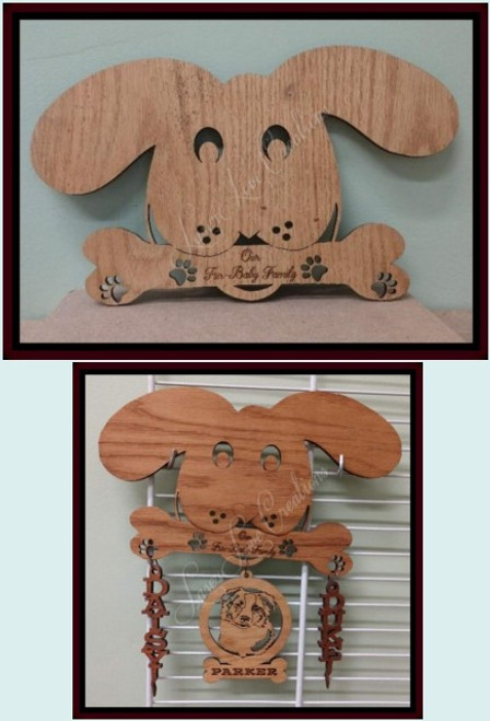 Our Fur Baby Family - Dog Head Ornament or Name Holder - Laser cut Wooden Wall Sign